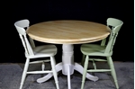Picture of Two Round  Beech Top Pedestal Table + 4 Farmhouse Chairs