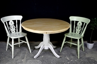 Picture of Two Round  Beech Top Pedestal Table + 4 Farmhouse Chairs