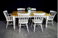 Picture of 6ft Pine Farmhouse Table + 6 Beech Spindle back chairs