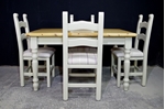 Picture of 4'6" Pine Farmhouse Table With Drawer & 4 Upholstered Farmhouse Chairs