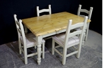 Picture of 4'6" Pine Farmhouse Table With Drawer & 4 Upholstered Farmhouse Chairs