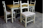 Picture of 4'6" Pine Farmhouse Table With Drawer & 4 Upholstered Farmhouse Chairs