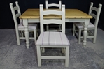 Picture of 4'6" Pine Farmhouse Table With Drawer & 4 Upholstered Farmhouse Chairs