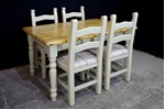 Picture of 4'6" Pine Farmhouse Table With Drawer & 4 Upholstered Farmhouse Chairs
