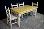 Picture of 4'6" Pine Farmhouse Table With Drawer & 4 Upholstered Farmhouse Chairs