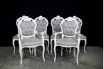 Picture of French Style Dining Chairs- Cristina Marrone Oleandro fabric in silver