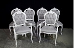 Picture of French Style Dining Chairs- Cristina Marrone Oleandro fabric in silver