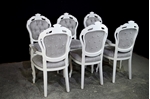 Picture of French Style Dining Chairs- Cristina Marrone Oleandro fabric in silver