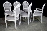 Picture of French Style Dining Chairs- Cristina Marrone Oleandro fabric in silver