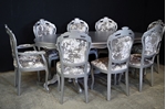 Picture of Silver Sparkle Large Italian Double Pedestal Dining Table + Louis Chairs 