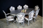 Picture of Silver Sparkle Large Italian Double Pedestal Dining Table + Louis Chairs 