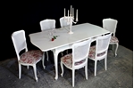 Picture of French-Style 'Gold & Feather' Extending Dining Table + 6 Bergere Chairs