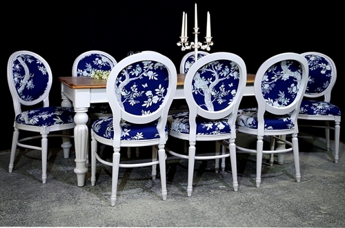 Picture of Large Antique Mahogany top table with 8 Balloon back Chairs