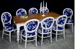 Picture of Large Antique Mahogany top table with 8 Balloon back Chairs