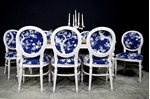 Picture of Large Antique Mahogany top table with 8 Balloon back Chairs