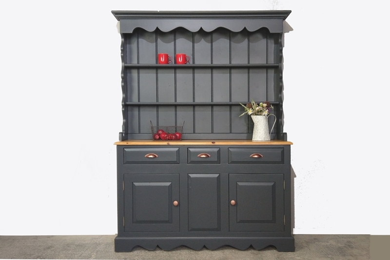 Rustic Pine Dresser Off Black Painted Vintage Antique