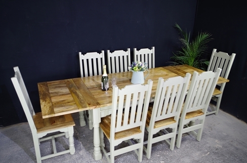 Picture of New Large Rustic Distressed Hardwood Extending Table + Chairs