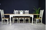 Picture of New Large Rustic Distressed Hardwood Extending Table + Chairs