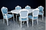 Picture of French Style Pedestal Table + 6 Louis Chairs Laura Ashley Upholstery