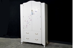 Picture of Petite Vintage Breakfront Wardrobe with Flower Art