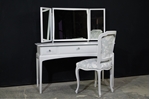 Picture of Petite Stag Minstrel Dressing Table in Dimpse with Vintage French Style Chair