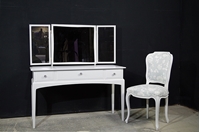 Picture of Petite Stag Minstrel Dressing Table in Dimpse with Vintage French Style Chair