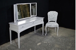 Picture of Petite Stag Minstrel Dressing Table in Dimpse with Vintage French Style Chair
