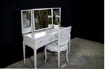 Picture of Petite Stag Minstrel Dressing Table in Dimpse with Vintage French Style Chair
