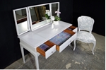 Picture of Petite Stag Minstrel Dressing Table in Dimpse with Vintage French Style Chair