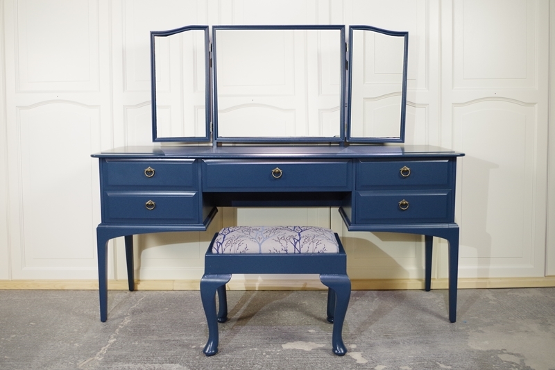 Stag Minstrel Dressing Table With Stool In Hague Blue Painted