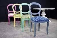 Picture of Round Italian Pedestal Table + 4 Harlequin Peacock chairs