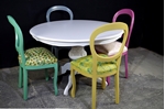 Picture of Round Italian Pedestal Table + 4 Harlequin Peacock chairs