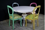 Picture of Round Italian Pedestal Table + 4 Harlequin Peacock chairs