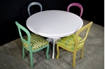 Picture of Round Italian Pedestal Table + 4 Harlequin Peacock chairs