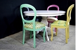 Picture of Round Italian Pedestal Table + 4 Harlequin Peacock chairs