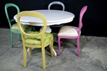 Picture of Round Italian Pedestal Table + 4 Harlequin Peacock chairs