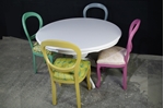 Picture of Round Italian Pedestal Table + 4 Harlequin Peacock chairs