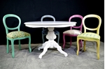 Picture of Round Italian Pedestal Table + 4 Harlequin Peacock chairs