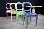 Picture of Round Italian Pedestal Table + 4 Harlequin Peacock chairs