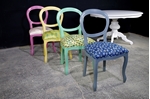Picture of Round Italian Pedestal Table + 4 Harlequin Peacock chairs