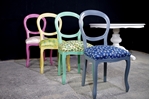 Picture of Round Italian Pedestal Table + 4 Harlequin Peacock chairs