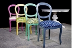 Picture of Round Italian Pedestal Table + 4 Harlequin Peacock chairs