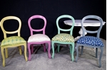 Picture of Round Italian Pedestal Table + 4 Harlequin Peacock chairs