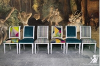 Picture of Set of Upholstered Dining Chairs in mixed luxury designer fabrics 