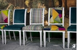 Picture of Set of Upholstered Dining Chairs in mixed luxury designer fabrics 