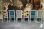 Picture of Set of Upholstered Dining Chairs in mixed luxury designer fabrics 