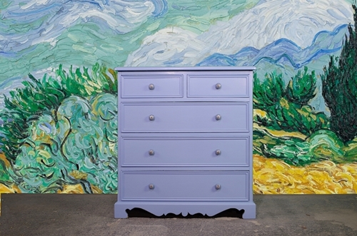 Picture of Antique Pine 5 Drawer Chest in Lulworth Blue