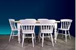 Picture of 5ft Pine Antique Farmhouse Table + 6 Spindleback chairs- Bianco Brillante