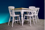 Picture of 5ft Pine Antique Farmhouse Table + 6 Spindleback chairs- Bianco Brillante