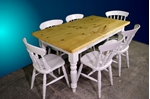 Picture of 5ft Pine Antique Farmhouse Table + 6 Spindleback chairs- Bianco Brillante